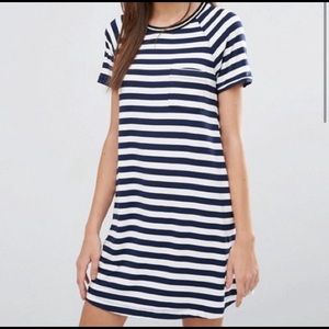 Abercrombie & fitch striped t-shirt dress, size s, navy/white.